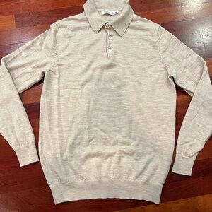 Collars and Co Mens Beige Sweater Australian Merino Wool Medium